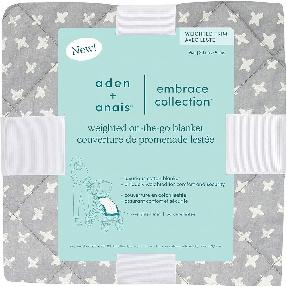 aden + anais Embrace On-The-Go Weighted Blanket 2 Lbs Cross-Hatch